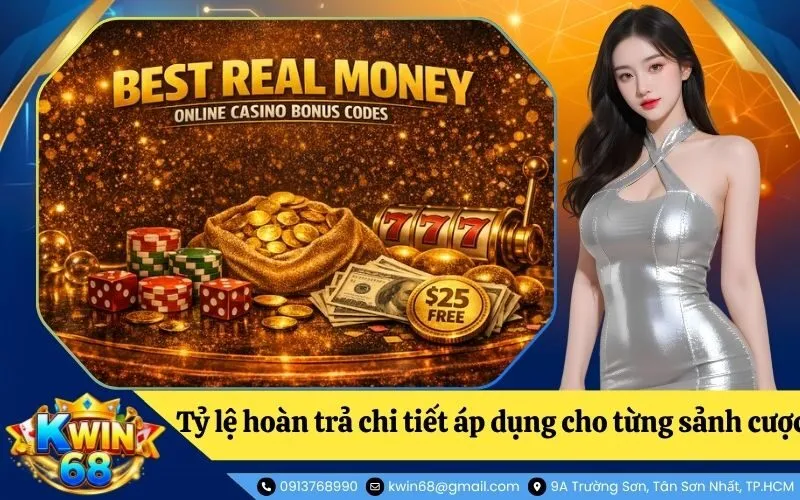 Tỷ lệ hoàn trả chi tiết áp dụng cho từng sảnh cược